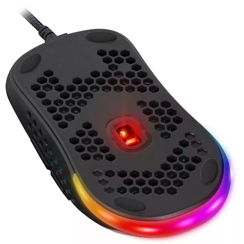 Žaidimų pelė DEFENDER SHEPARD GM-620L – optinė, dešinei rankai, iki 12800 DPI, 6–7 mygtukai, USB Type-A, juoda, 1,7 m laidas