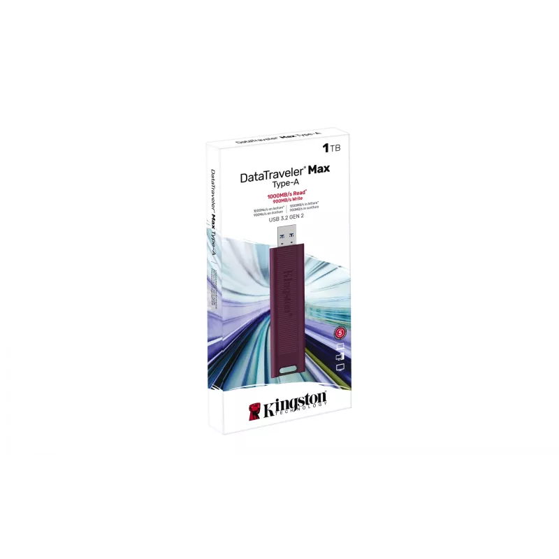 Kingston DataTraveler Max 1TB USB 3.2 Gen 2 atmintukas (Type-A) – 1000 MB/s skaitymas, 900 MB/s rašymas