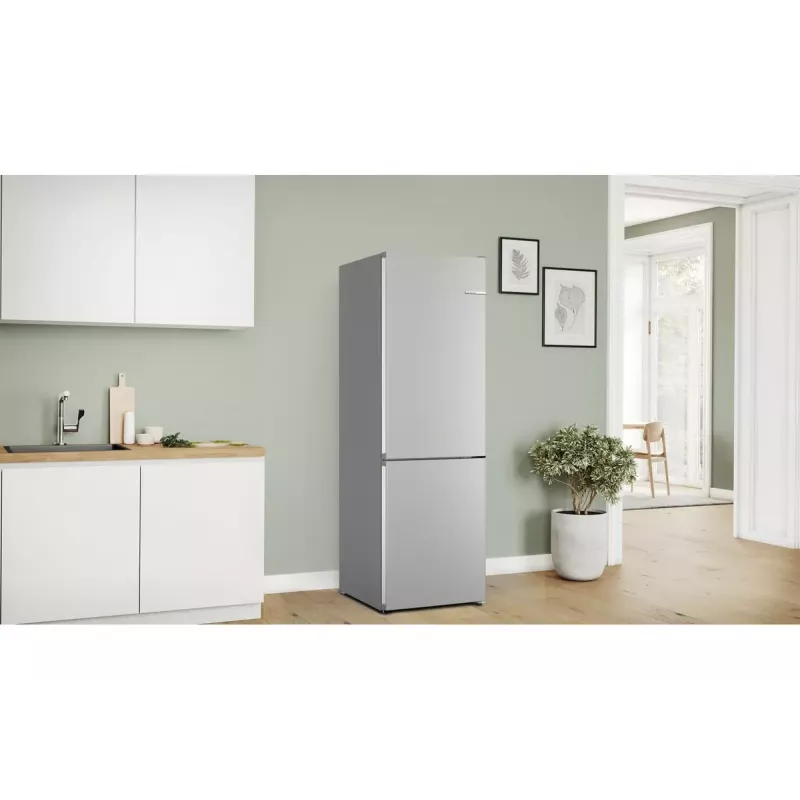 Šaldytuvas-šaldiklis Bosch Serie 4 KGN362IDF, laisvai pastatomas, 321 L (218 L šaldytuvas / 103 L šaldiklis), nerūdijantis plienas, šaldiklis apačioje