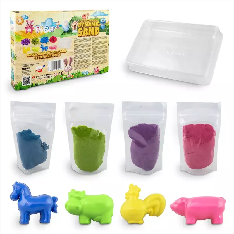 Vaikų kinetinis smėlis Tuban DYNAMIC SAND SET – ŪKIS Įvairiaspalvis