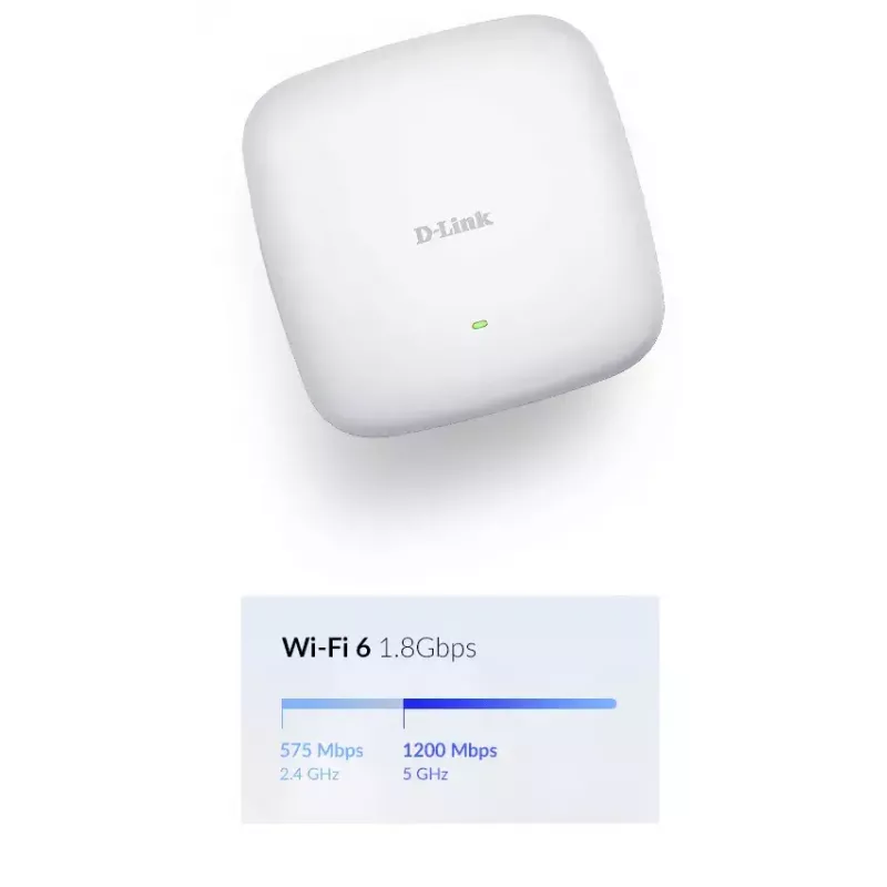 D-Link AX1800 Wi-Fi 6 Dviejų Juostų PoE Prieigos Taškas