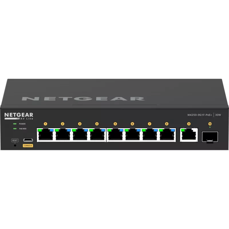 Valdomas tinklo jungiklis NETGEAR GSM4210PD-100EUS 8x1G PoE+ 110W 1xSFP