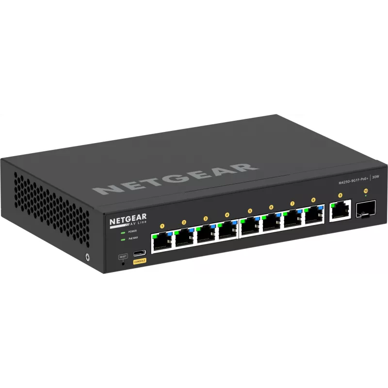 Valdomas tinklo jungiklis NETGEAR GSM4210PD-100EUS 8x1G PoE+ 110W 1xSFP