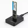 SSD dėklas QOLTEC 50313 Juodas – M.2 (22×80 / 22×110) PCIe ir SATA, USB Type-C (USB 2.0 / 3.2 Gen2)
