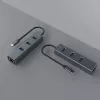 USB-C stotelė SAVIO AK-57 su 3× USB-A, RJ-45 Gigabit Ethernet (1000 Mbit/s), aliuminis pilka