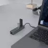 USB-C stotelė SAVIO AK-57 su 3× USB-A, RJ-45 Gigabit Ethernet (1000 Mbit/s), aliuminis pilka