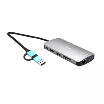 i-tec USB 3.0 USB-C/Thunderbolt 3x Ekranų Metal Nano Dock su LAN ir 100 W įkrovimu