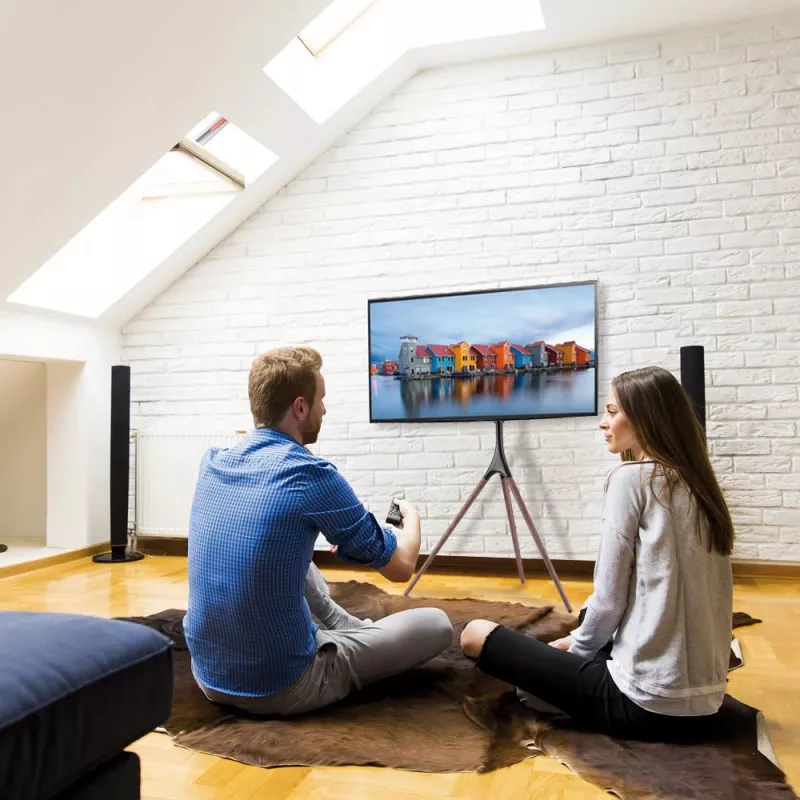 Grindinis TV stovas TECHLY ICA-TR18SAM 45–65 colių (114,3–165,1 cm), VESA 200x200–600x400, talpa 32 kg, riešutas
