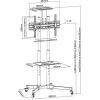 Grindinis stovas TECHLY ICA-TR16T 37″–70″ ekranams, VESA 200×200–600×400, iki 50 kg, aukščio reguliavimas, ratukai, pakreipimas ±10° (juodas)