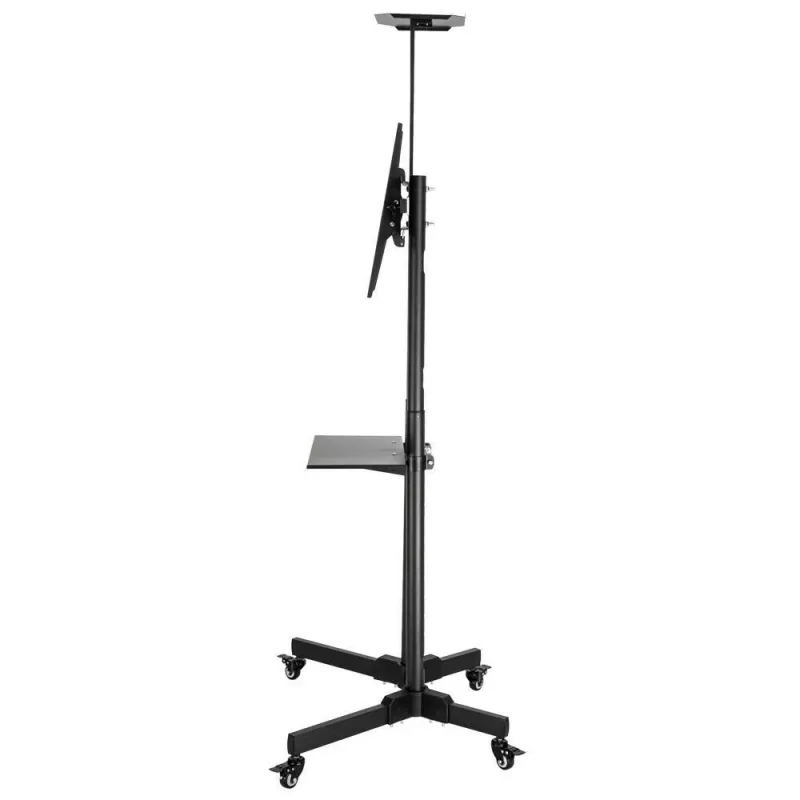 Grindinis stovas TECHLY ICA-TR16T 37″–70″ ekranams, VESA 200×200–600×400, iki 50 kg, aukščio reguliavimas, ratukai, pakreipimas ±10° (juodas)
