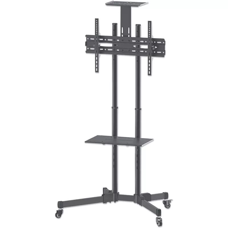 Grindinis stovas TECHLY ICA-TR16T 37″–70″ ekranams, VESA 200×200–600×400, iki 50 kg, aukščio reguliavimas, ratukai, pakreipimas ±10° (juodas)