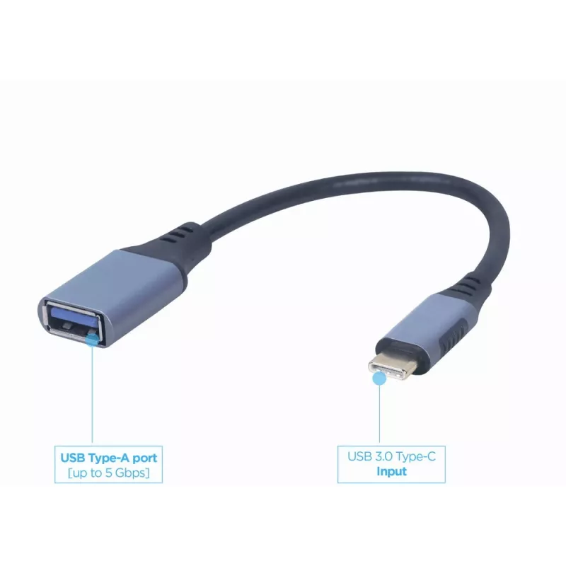 GEMBIRD USB 3.0 OTG laidas Type-C į USB Type-A (CM/AF), kosminė pilka