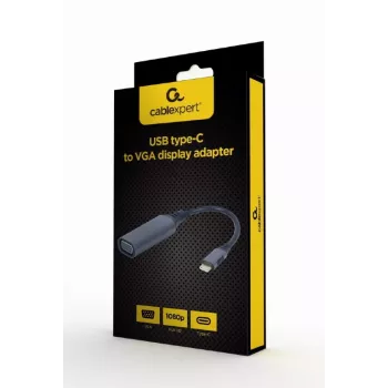GEMBIRD USB Type-C į VGA adapteris, 15 cm, kosminė pilka