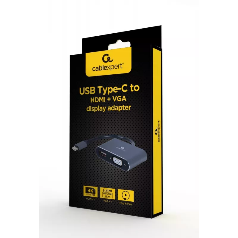 Gembird USB 3.0 Type-A į HDMI + VGA ekrano adapteris, tamsiai pilkos spalvos