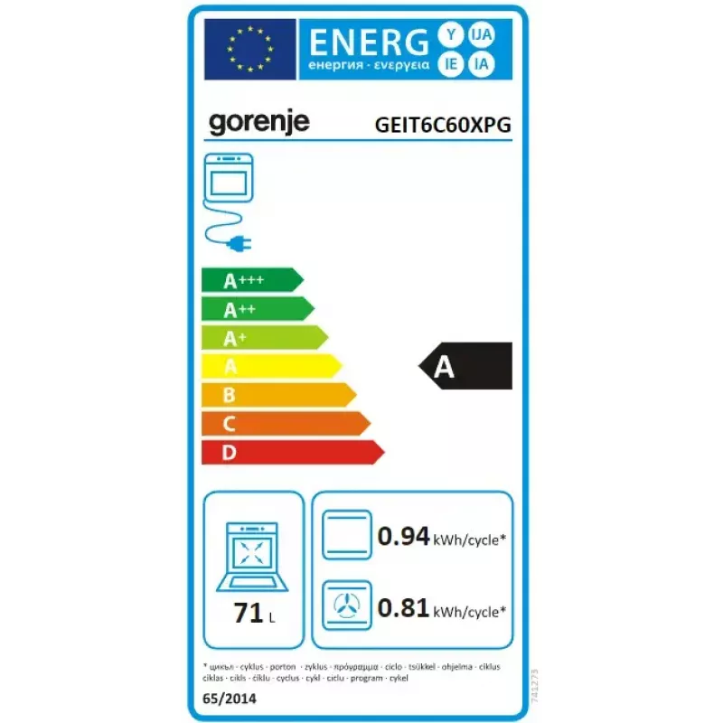 Laisvai pastatoma viryklė Gorenje GEIT6C60XPG su indukcine kaitlente, 4 zonos