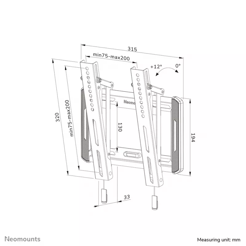 TV laikiklis ant sienos Neomounts WL35-550BL12 Max 40kg 24-55in Juodas