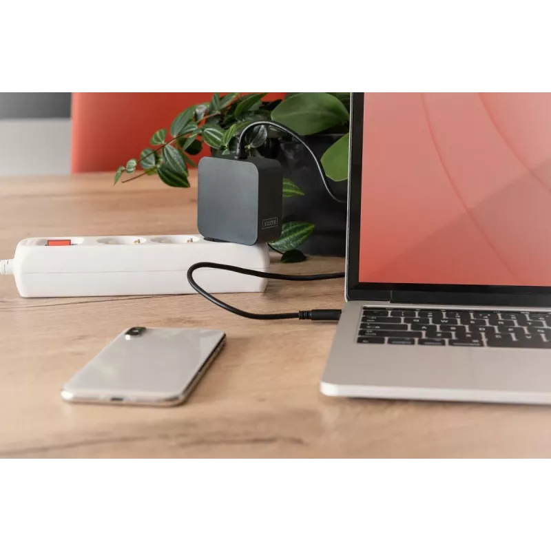Nešiojamojo kompiuterio USB-C įkroviklis Digitus DA-10071 65W vidaus naudojimui juodas