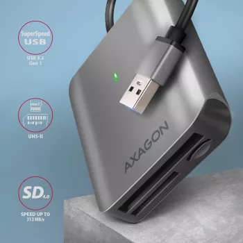Kortelių skaitytuvas Axagon CRE-S3 USB-A 3.2 Gen 1 3 lizdai SD/microSD/CF pilka