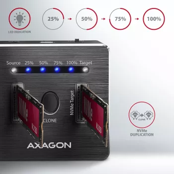 Axagon ADSA-M2C Dual NVMe Clone Master Dock USB-C 10Gbps
