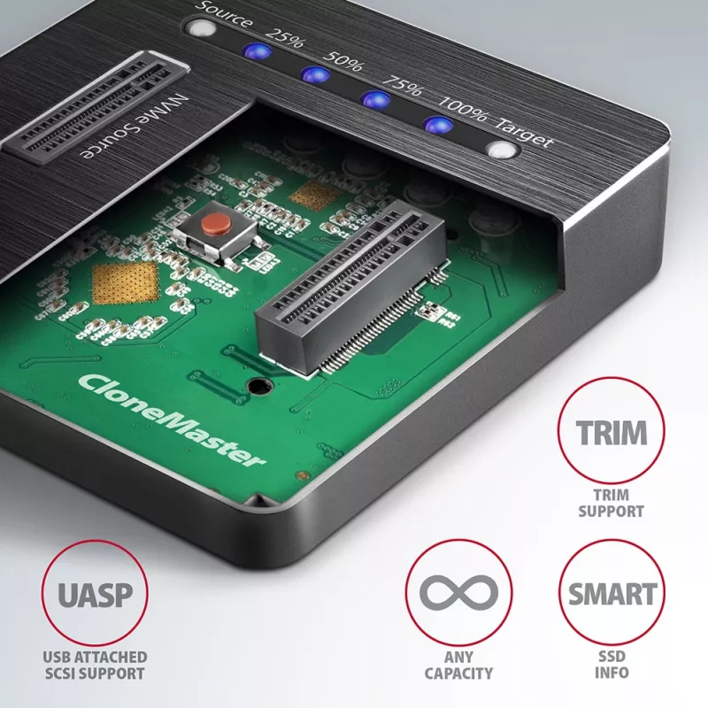 Axagon ADSA-M2C Dual NVMe Clone Master Dock USB-C 10Gbps