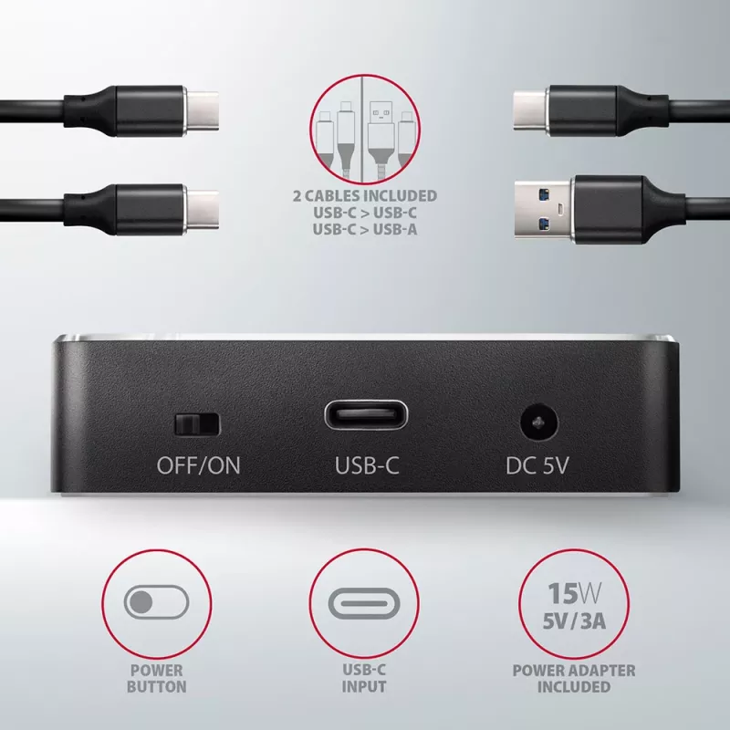 Axagon ADSA-M2C Dual NVMe Clone Master Dock USB-C 10Gbps