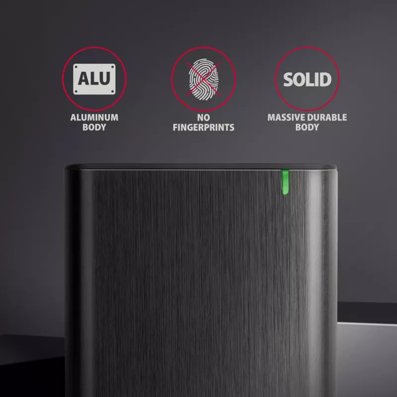 Išorinis dėklas 2.5 colio HDD/SSD AXAGON EE25-A6C — SATA, USB 3.2 Gen 1 (Type-C & Type-A), aliuminis, juodas
