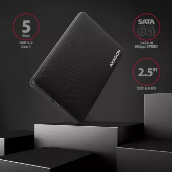 Išorinis dėklas Axagon EE25-SL be varžtų USB 3.2 Gen 1 - SATA 6G 2,5 colio SSD/HDD