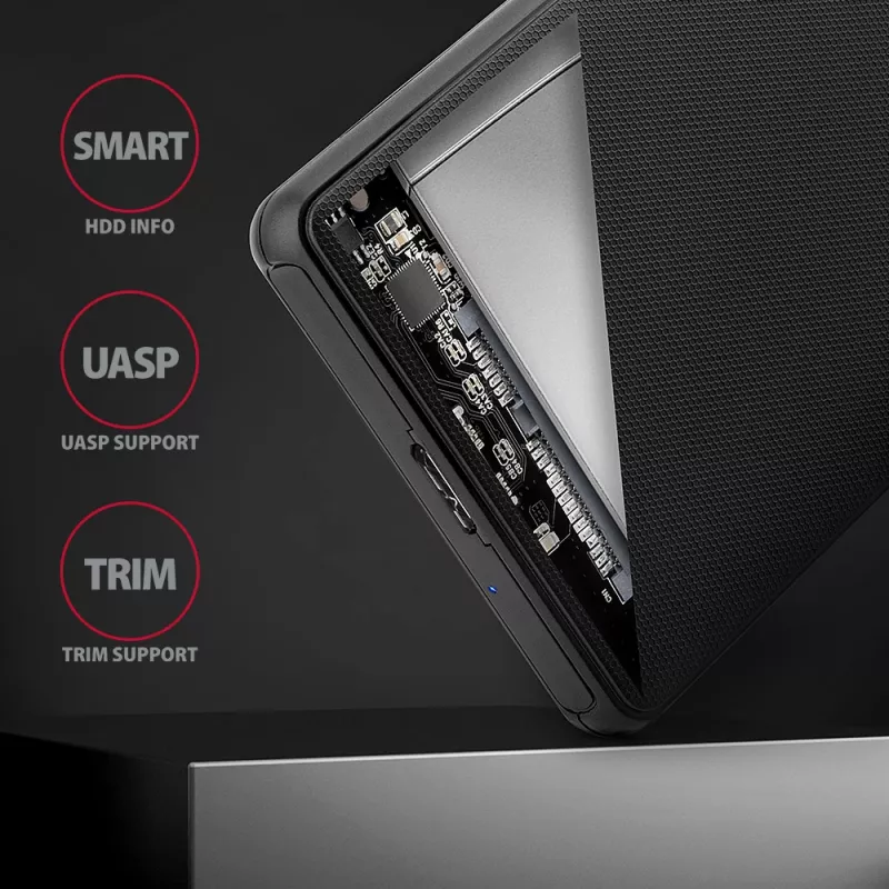 Išorinis dėklas Axagon EE25-SL be varžtų USB 3.2 Gen 1 - SATA 6G 2,5 colio SSD/HDD
