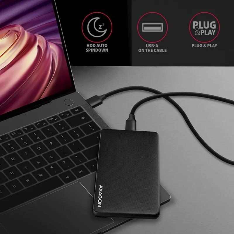 Išorinis dėklas Axagon EE25-SL be varžtų USB 3.2 Gen 1 - SATA 6G 2,5 colio SSD/HDD