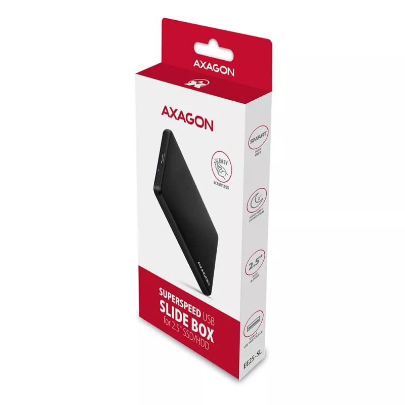 Išorinis dėklas Axagon EE25-SL be varžtų USB 3.2 Gen 1 - SATA 6G 2,5 colio SSD/HDD