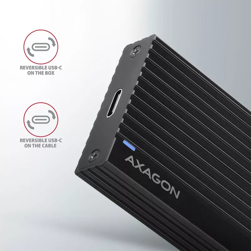 Axagon EEM2-GTR išorinis USB-C 3.2 Gen 2 metalinis dėklas M.2 NVMe SSD diskams