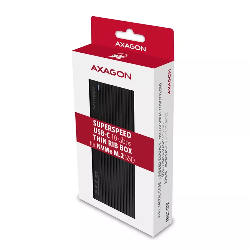 Axagon EEM2-GTR išorinis USB-C 3.2 Gen 2 metalinis dėklas M.2 NVMe SSD diskams