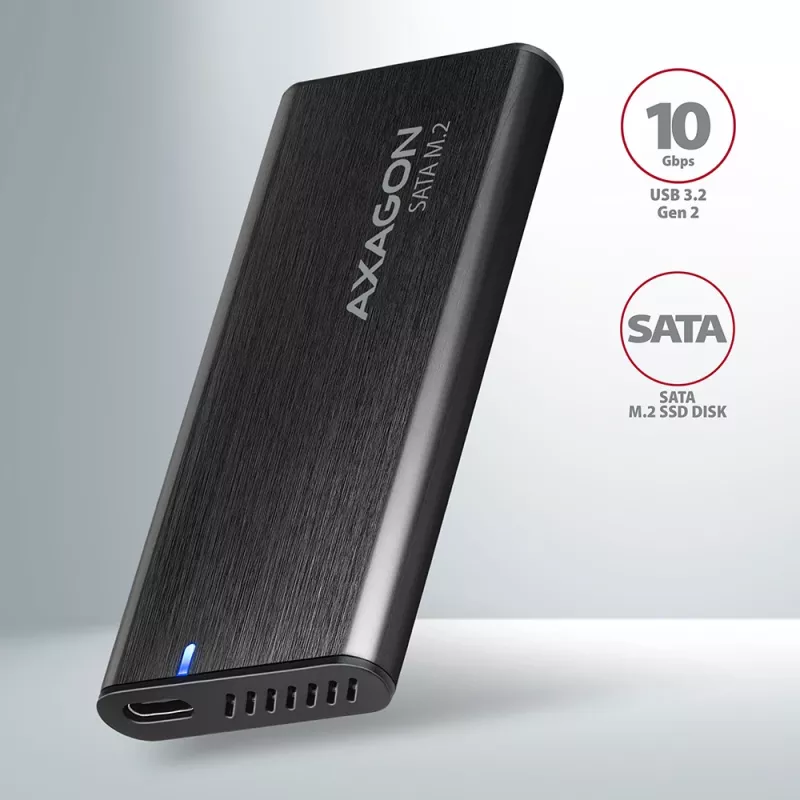 Išorinis SSD dėklas Axagon EEM2-SBC USB-C 3.2 Gen 2 Juodas M.2