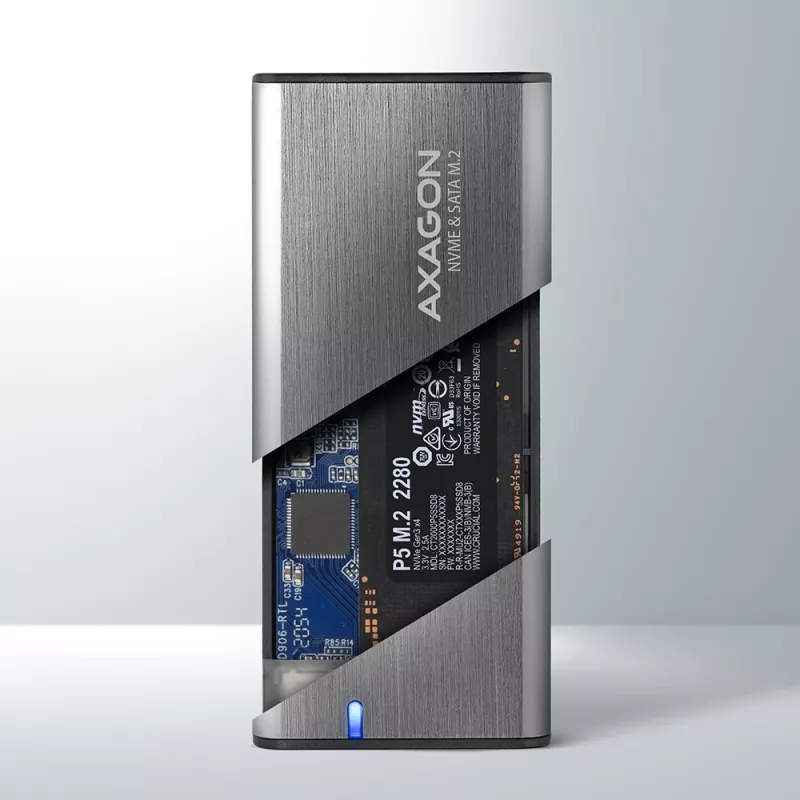 Axagon EEM2-SG2 SuperSpeed+ USB-C išorinis M.2 NVMe ir SATA SSD dėklas