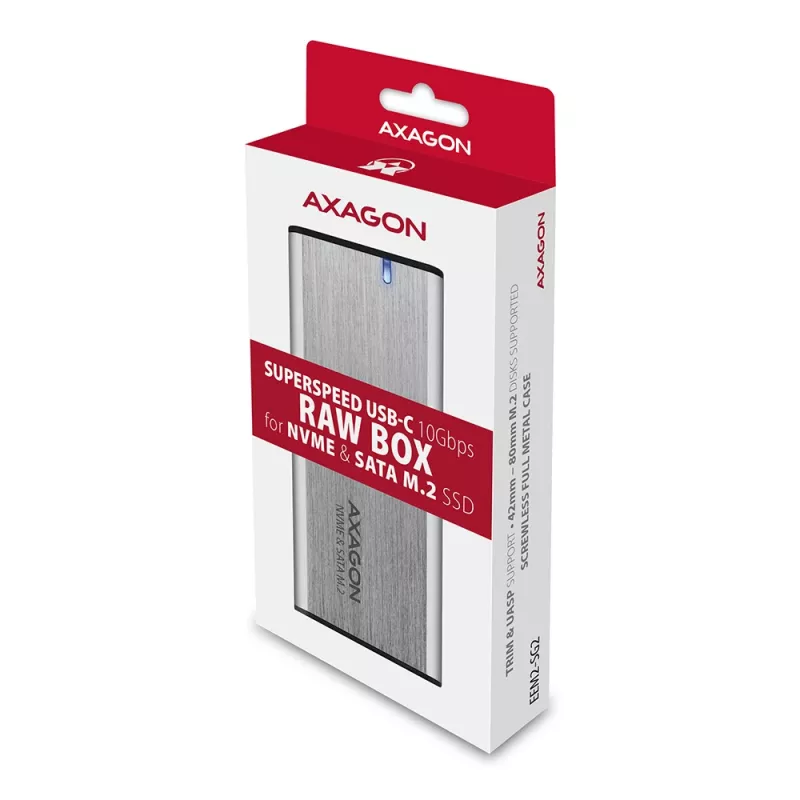 Axagon EEM2-SG2 SuperSpeed+ USB-C išorinis M.2 NVMe ir SATA SSD dėklas