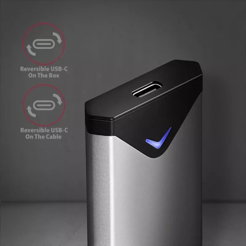 Axagon EEM2-UG2 Išorinis USB-C 10Gbps metalinis dėklas M.2 NVMe SSD diskams, sidabrinis