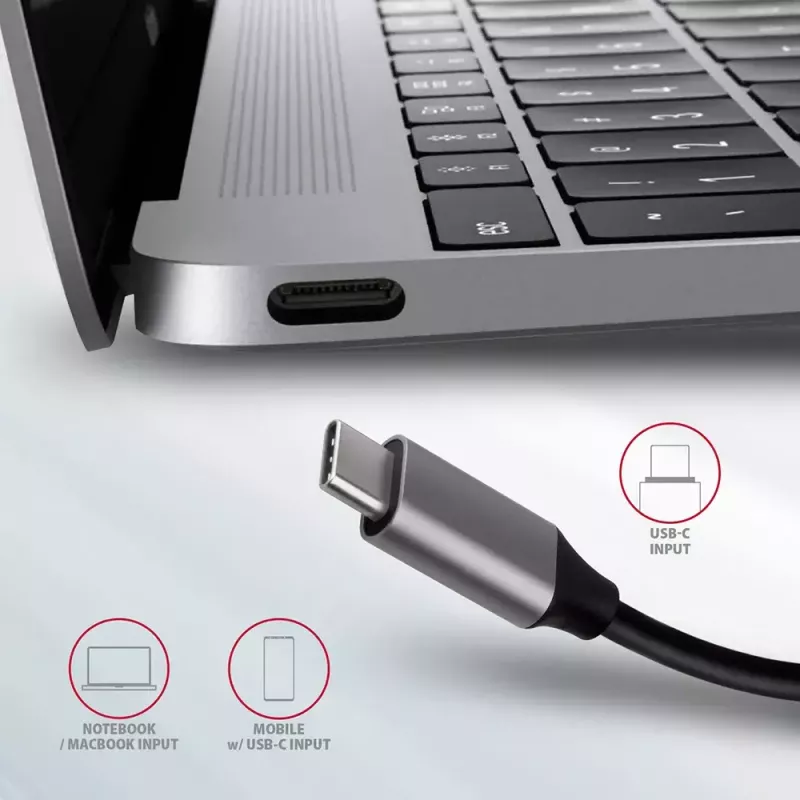 Axagon HMC-6M2 USB 3.2 Gen 1 centras, 2x USB-A, HDMI, RJ-45, SATA M.2, PD 100W, USB-C laidas