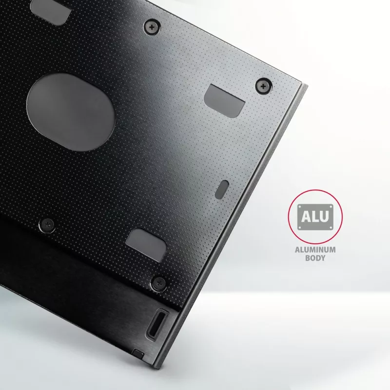 Axagon RSS-CD09 2.5 inch SSD/HDD adapteris į DVD lizdą 9,5 mm LED ALU vidinis SATA