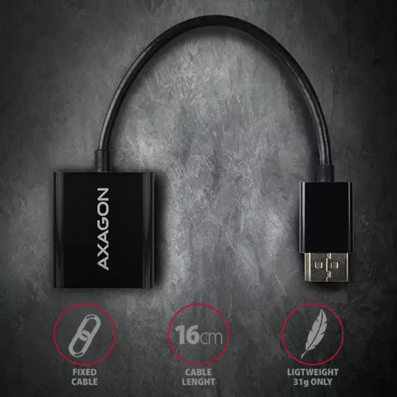 Vaizdo kabelio adapteris Axagon RVD-VGN DisplayPort į VGA 0,16 m