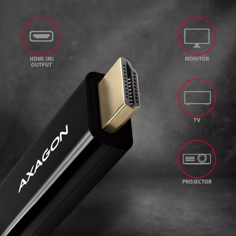 Axagon RVD-HI14C2 DisplayPort į HDMI 1.4 kabelis 1,8 m, 4K/30Hz