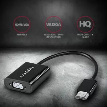 Axagon RVH-VGAN HDMI į VGA adapteris FullHD, 1920x1200, garso išvestis, maitinimo įvadas