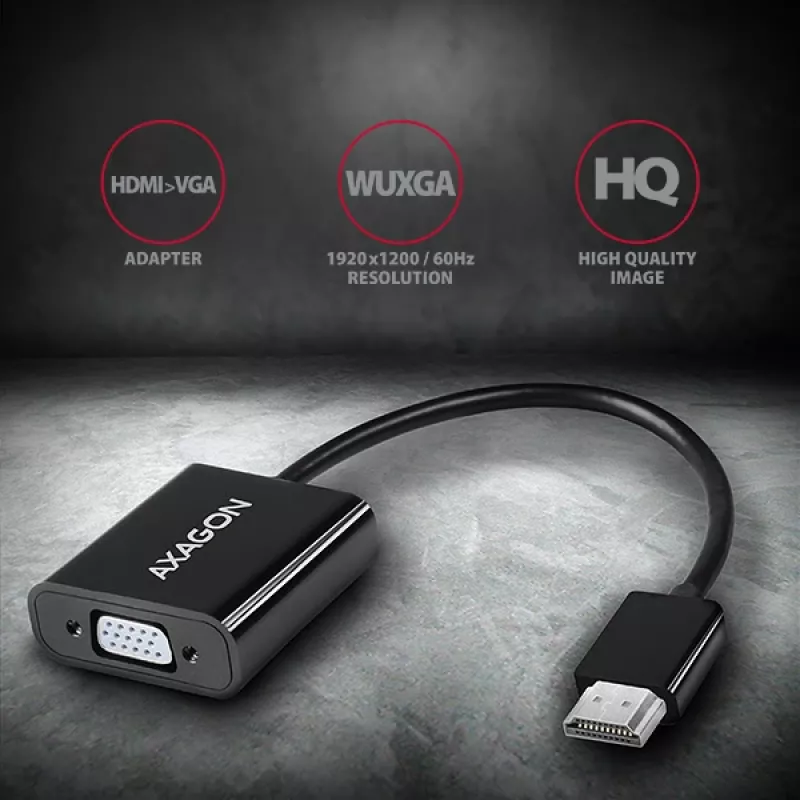 Axagon RVH-VGAN HDMI į VGA adapteris FullHD, 1920x1200, garso išvestis, maitinimo įvadas