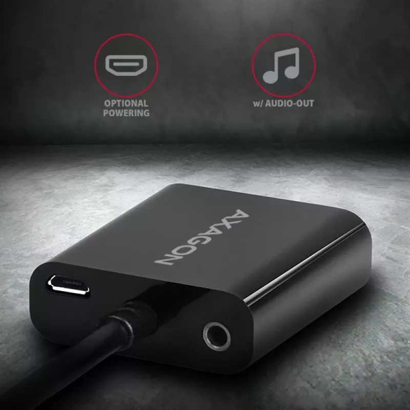 Axagon RVH-VGAN HDMI į VGA adapteris FullHD, 1920x1200, garso išvestis, maitinimo įvadas