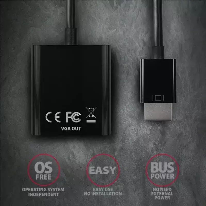 Axagon RVH-VGN HDMI į VGA adapteris FullHD, 1920x1200
