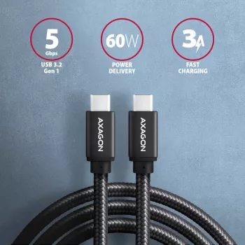 Axagon BUCM3-CM20AB SPEED USB-C <> USB-C 3.2 Gen 1 laidas 2 m