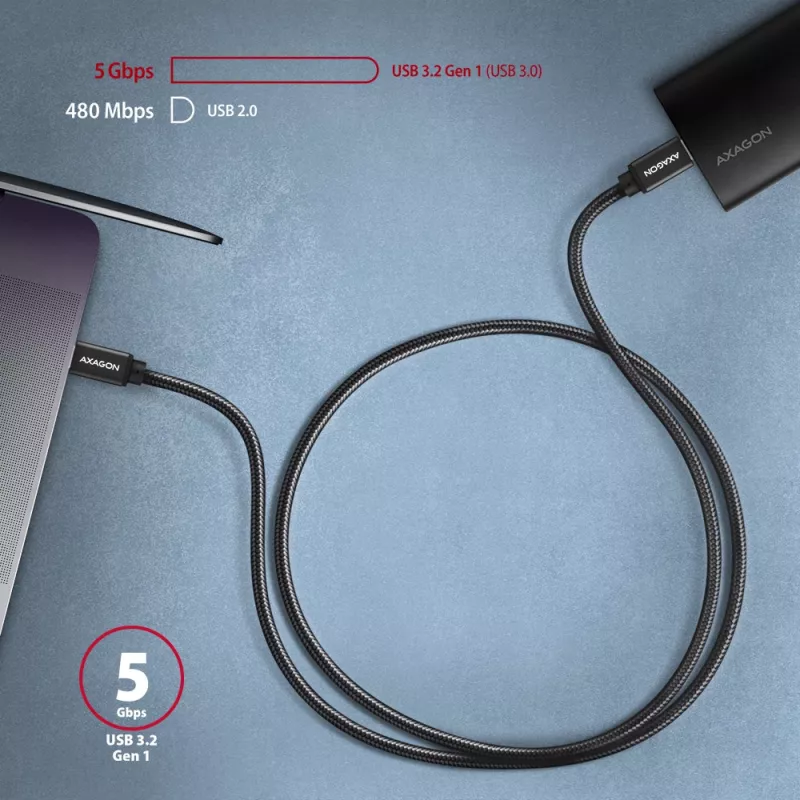Axagon BUCM3-CM20AB SPEED USB-C <> USB-C 3.2 Gen 1 laidas 2 m