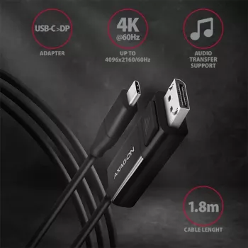 Axagon RVC-DPC USB-C į DisplayPort laidas 1,8 m 4K/60Hz