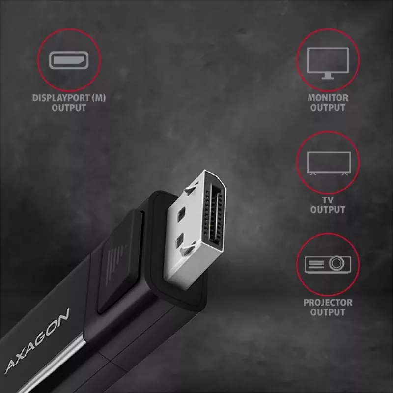 Axagon RVC-DPC USB-C į DisplayPort laidas 1,8 m 4K/60Hz