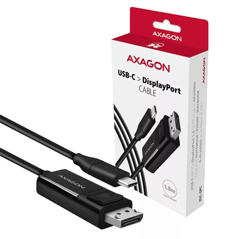 Axagon RVC-DPC USB-C į DisplayPort laidas 1,8 m 4K/60Hz