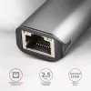 2.5 Gigabit Ethernet adapterius AXAGON ADE-25R — USB Type-C, 10/100/1000/2500 Mbit, 5000 Mbit/s, aliuminis, pilka
